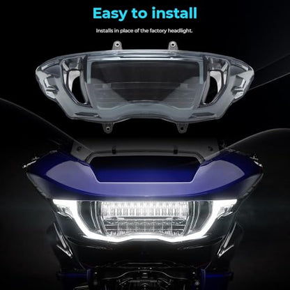LED Headlight Assembly Fit for 2023-2026 Harley Touring Road Glide CVO FLTRT FLTRXSE FLTRXSTSE FLTRX FLTRXL,Smoked - color: Smoked