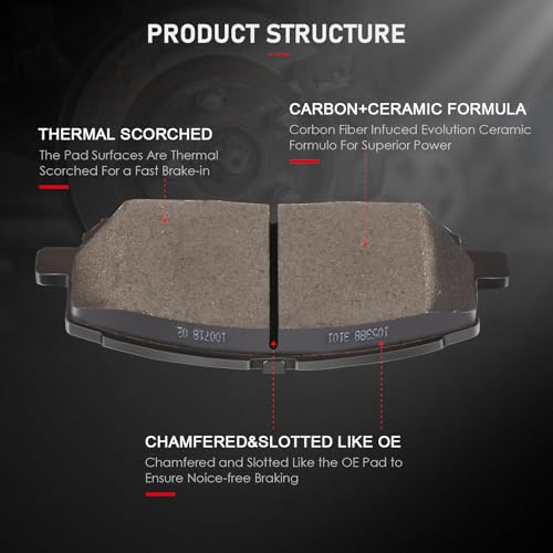 cciyu D885 D884 Brake Pads w/Hardware Front Rear Disc Brake Pad Set - size: Front[D884] + Rear[D885]