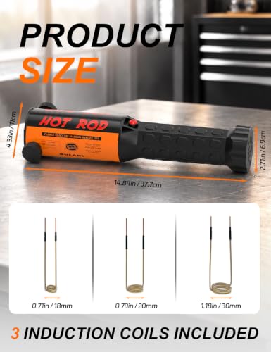 Solary Induction Heater Bolt Removal, 1200W 110V Magnetic Induction Heater Kit for Rusty Screw Removing, Nut Buster Tool with 3 Coils, HVAC Heater & Accessories - color: Orange