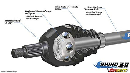 SuperATV Heavy Duty Rhino 2.0 Rear CV Axle Compatible with Honda Talon 1000X / 1000X-4 (2019+), Stronger Than Stock, Proprietary Heat Treatment, Made with Chromoly Steel, See Fitment - size: Rear