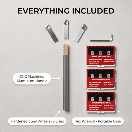 9-Wheel Model Rivet Maker Tool, 0.35-1.5mm, 3 Gear Groups - size: RM-S1+2+3