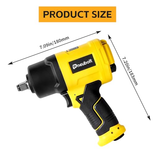1/2" Air Impact Wrench High Torque 1750 ft-lbs, Heavy Duty Double Hammers