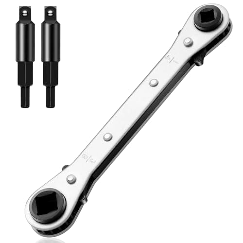 Service Wrench HVAC,3/16"-3/8" 5/16" x 1/4"Valve Wrench with Hex Adapter - style: 1 Flat Wrench + 2 Hexagon Bit
