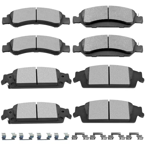 SCITOO Brake Pads Kits Front Semi-Metal Rear Ceramic For Silverado 1500 - size: Front D1363 & Rear D1707