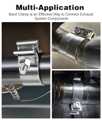 EVIL ENERGY 2.0 Inch Exhaust Clamp,Narrow Band Muffler Clamp Stainless Steel for Pipes,Mufflers,Catalytic Converters 2PCS - size: 2.0 inch