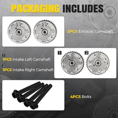 4PCS Variable Valve Timing Cam Sprocket VVT Gears camshaft Phaser Compatible with GMC Buick C-hevrolet Cadillac CTS STS ATS V6 3.0L 3.6L 2007-2017 Replace 12626160 12626161 12624464