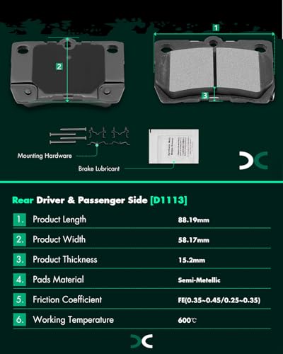 SCITOO Ceramic Disc Brake Pads Kits 8pcs Fit For Lexus For IS250 2009-2013 - size: Front D908 & Rear D1113