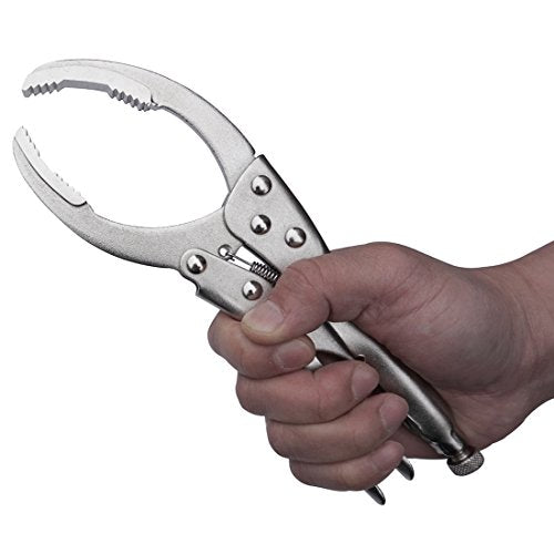 MacWork Locking Grip Oil Filter Wrench, 9.5in/240mm, Chrome Vanadium Steel Jaws