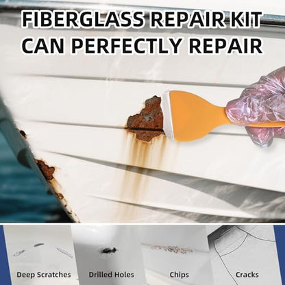 Globalcom Fiberglass Boat Repair Kit White, Gel Coat Repair Kit for Boats