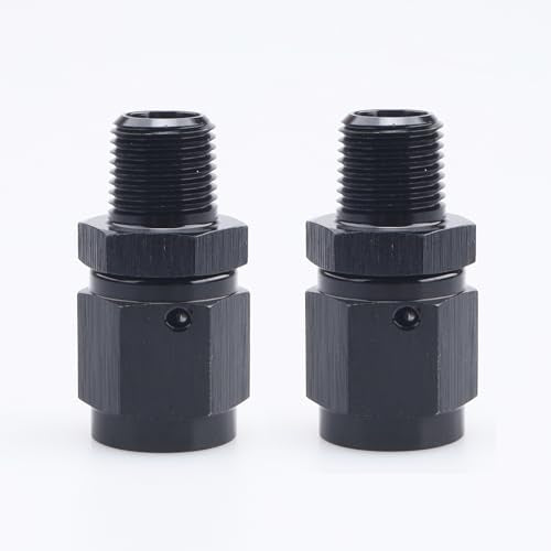 AC PERFORMANCE -3 AN Female to 1/8" NPT Male Swivel Fitting Aluminum 2PCS - color: Black, size: 3AN to 1/8 NPT - 2PCS