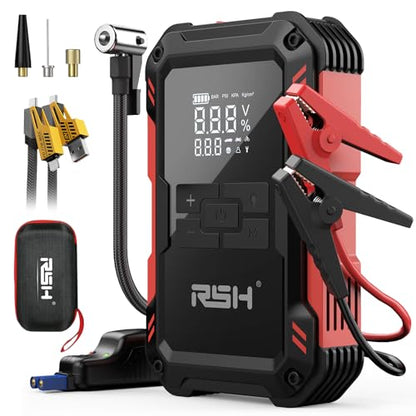 RSH Jump Starter with Air Compressor 4000A Peak Car Battery Jump Starter 150PSI Inflator Auto Booster 15000mAh Jump Box (up to 10L Gas,8L Diesel Engine) with LED Light,Quick Charger USB-C