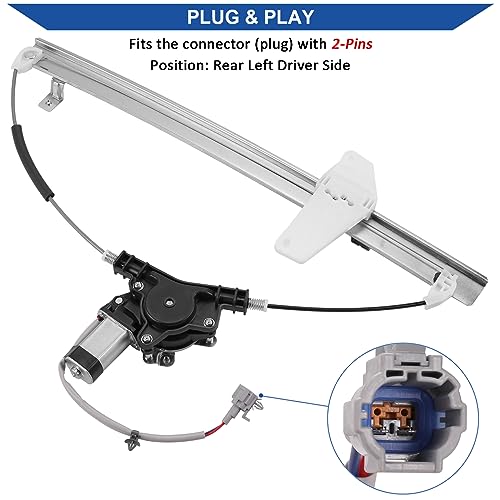 Obaee Window Regulator with Motor Rear Left Driver Side, Replace 748-980 - size: Rear Left Driver Side