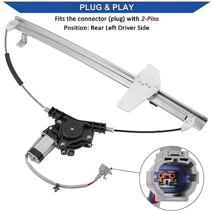 Obaee Window Regulator with Motor Rear Left Driver Side, Replace 748-980 - size: Rear Left Driver Side