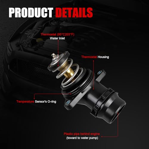 Thermostat Housing Assembly w/Seal Compatible with Volkswagen Jetta, Jetta City Passat Golf Tiguan Beetle CC Eos GTI,Audi A4 Q5 Q7 A5 A6 A3 Q3 TT Quattro,OEM#06H121121K 06H121121L 902-5866 - size: CH6001