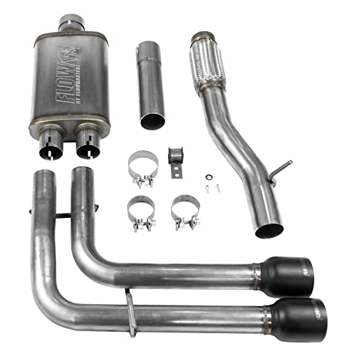 Flowmaster 717787 FlowFX Cat-Back Exhaust Kit Dual 2.5 Inch Stainless Steel 4 Inch Black Ceramic Tips Compatible with 2014-2019 Classic Body Chevy Silverado GMC Sierra 1500 Crew Double Cab 4.3L 5.3L