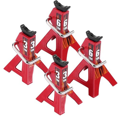 Simulation Jack Stands 4Pcs, Red Metal 3/6 Ton