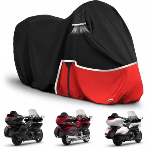 420D Heavy Duty Motorcycle Cover All Weather Waterproof, Outdoor Sun Rain Snow Protection, Fit for Honda Adventure Models Africa Twin,NC750X,CB500X,CRF300L,XR150L,CRF250F (Goldwing withTrunk) - size: Goldwing withTrunk