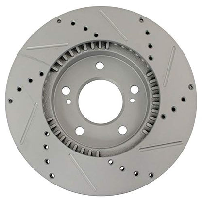 TRQ Performance Front and Rear Brake Rotor Set G Coated Drilled and Slotted - style: BRA15044