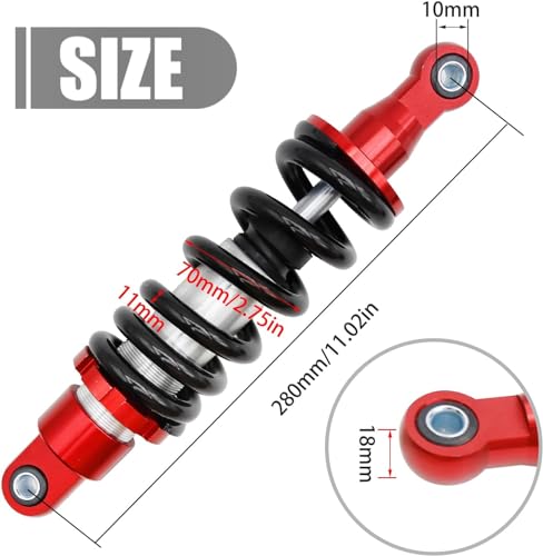 280mm Rear Shock Absorber for 70-125cc Dirt Pit Bike ATV Quad - size: 280