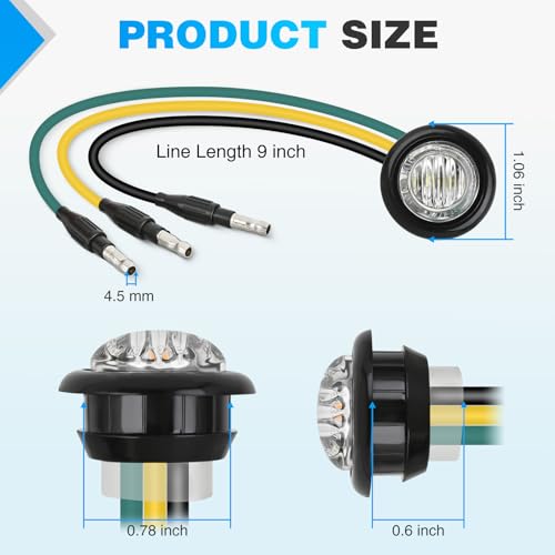 Nilight 3/4 Inch Dual Color Marker Light Amber Turn Green Clearance Lights - color: Amber Green 10Pcs