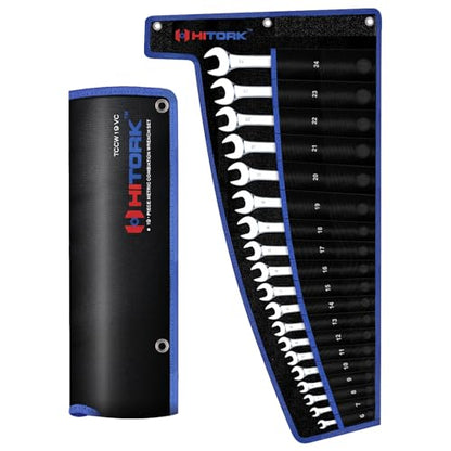 HITORK 19 Piece Metric Combination Wrench Set, 6-24 mm, CR-V, Storage Pouch - style: 19 Piece Set Metric