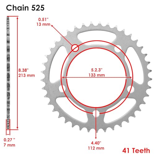 Replacement for Blue Drive Chain and Sprocket Kit for Honda VT750C Shadow Ace 750 1998-2003 Mod-C26C-58839