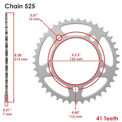 Replacement for Blue Drive Chain and Sprocket Kit for Honda VT750C Shadow Ace 750 1998-2003 Mod-C26C-58839