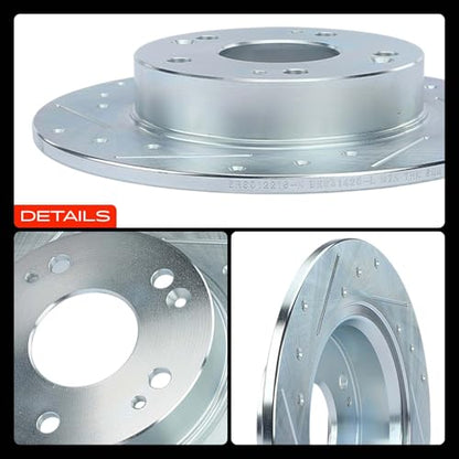 A-Premium 10.24 inch (260mm) Rear Drilled and Slotted Disc Brake Rotors - style: Rear Drilled and Slotted