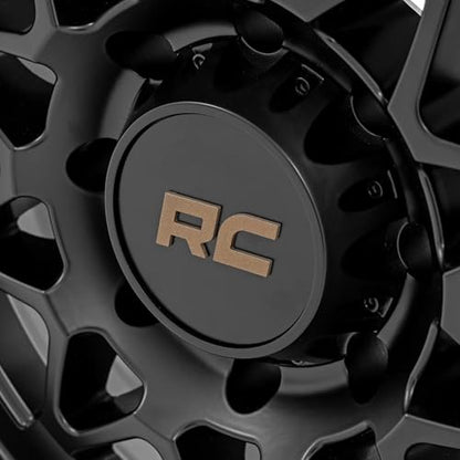 Rough Country 78 Series One Piece Aluminum Wheel with Simulated Beadlock - 18x9, 6x5.5" Bolt Pattern, +0mm Offset, Rugged 10-Spoke Design, Semi Gloss Black