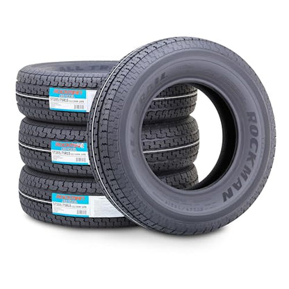 ROCKMAN Heavy Duty Trailer Tire ST205/75R15 10-Ply Load Range E 110M, Set4 - size: ST205/75R15/10PR