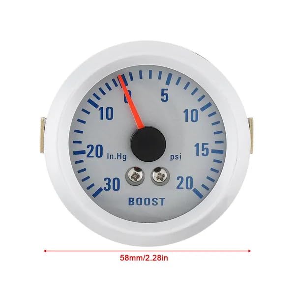 Boost Gauge, 2" 52mm LED PSI Turbo Boost Gauge Pressure Blue Light Universal 0~30in.Hg / 0-20PSI