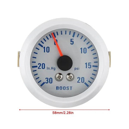 Boost Gauge, 2" 52mm LED PSI Turbo Boost Gauge Pressure Blue Light Universal 0~30in.Hg / 0-20PSI