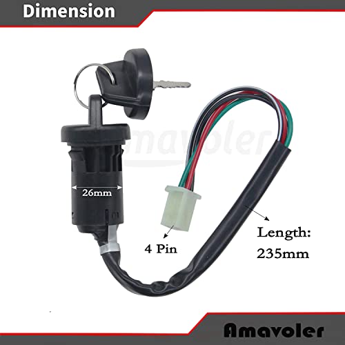 4 Wires Ignition Switch Key with Cap Fit for 50cc 70cc 90cc 110cc 125cc 150cc 200cc 250cc TaoTao SUNL ATV Dirt Bike.