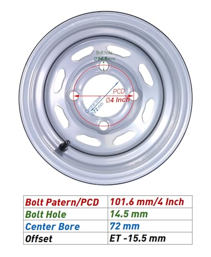 WANDA AT Style Golf Cart Tire wheel 20X10-10 w 4X4" ET-15.5 Silver Rim-PK2 - color: Silver, size: 22X10-10