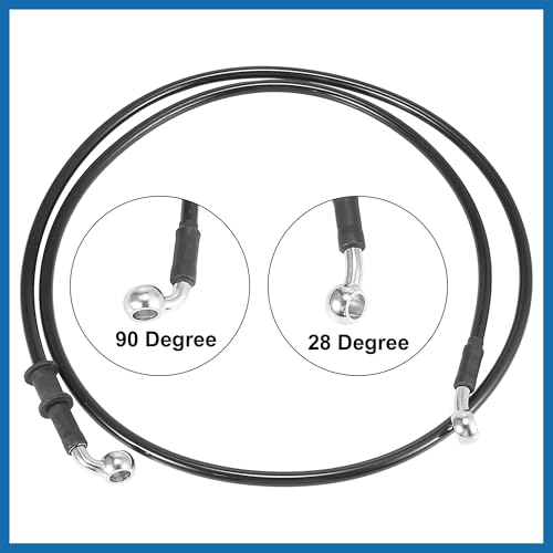 Universal 140cm 55.12" Motorcycle Brake Clutch Oil Hose Line Pipe Hydraulic Reinforced Stainless Steel Braided Black Item Replacement