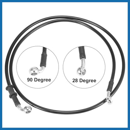 Universal 140cm 55.12" Motorcycle Brake Clutch Oil Hose Line Pipe Hydraulic Reinforced Stainless Steel Braided Black Item Replacement