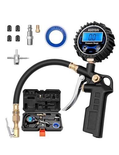 AstroAI Digital Tire Pressure Gauge with Inflator 3-250 PSI Fits 1/4" NPT - size: 1 Pack Standard, style: with case