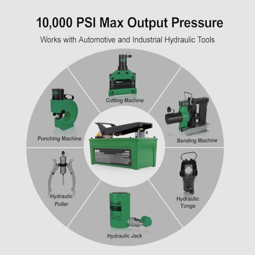 Air Hydraulic Pump with 6.6 ft Oil Hose, 10,000 PSI Foot Pedal Pump - color: Green Air Hydraulic Pump
