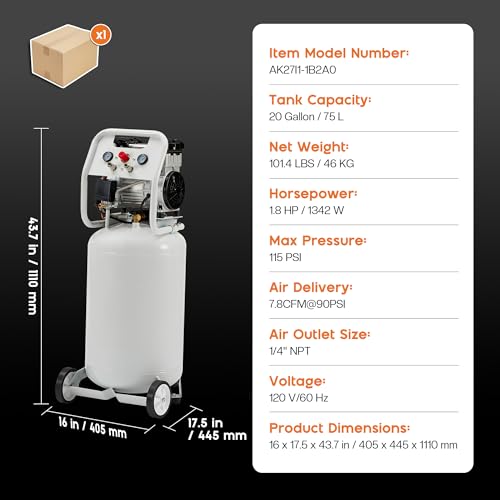 Albott 20 Gallon Electric Air Compressor, 1.8 HP Vertical Wheeled Tank - style: 20 Gal
