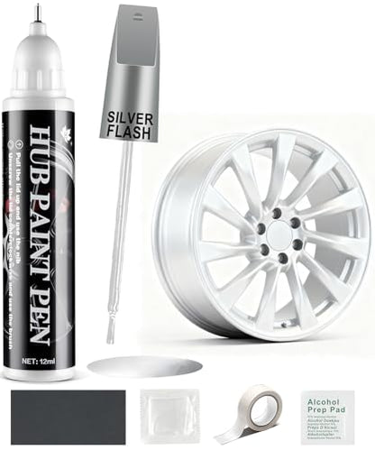 Amiss Sliver Flash Rim Repair Kit, Wheel Paint and Rim Paint Touch Up Pen for Curb Rash, Universal Alloy Wheel Scratch Repair for Scratches and Scuffs, Car Accessories (Sliver Flash) - color: Sliver Flash