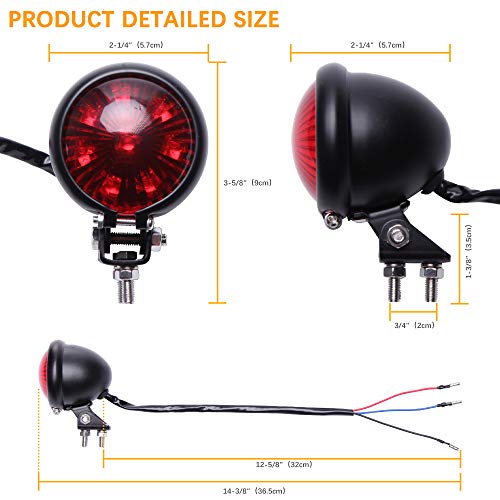 Rich Choices Motorcycle Tail light Brake Lights Running Driving Lamp Taillights for Cafe Racer Chopper Bobber - color: Red