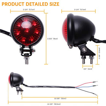 Rich Choices Motorcycle Tail light Brake Lights Running Driving Lamp Taillights for Cafe Racer Chopper Bobber - color: Red