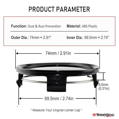RTrhinoTuning 4PCS 74mm Wheel Center Caps Black Center Cap for Rim A1714000125, OD: 74mm/2.91in ID: 69.5mm/2.74in - color: Black
