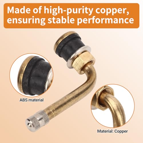 20PCS 90 Degree Valve Stem, Valve Stem Replacement Kit, TR570C Copper Scratch Resistant Tire Valve, Stem Extension Adaptor for Truck Trailer RV Recreational Vehicle