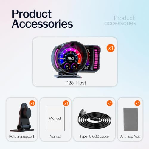 wiiyii OBD2 Gauge Display Heads Up Display for Cars,Speedometer for Car