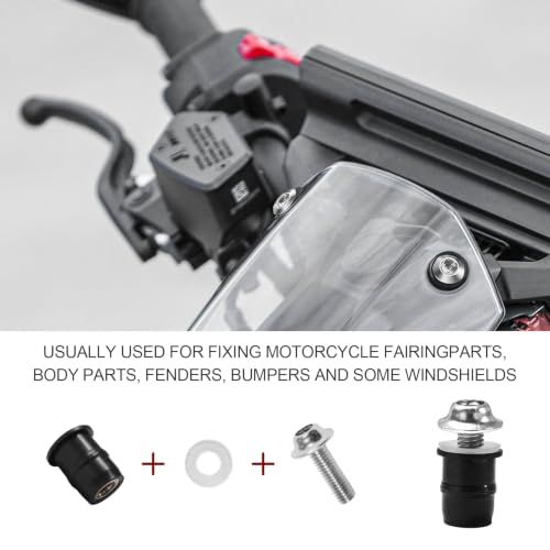 10PCS Motorcycle Windshield Bolt Kit, M5 Motorbike Fairing Bolts Nuts (Silver) - color: Silver