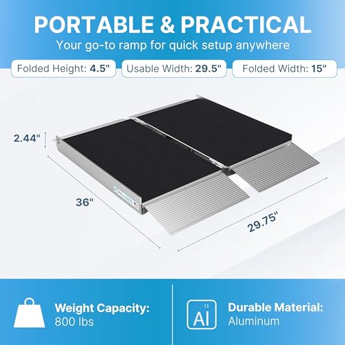 EZ-ACCESS Suitcase Singlefold Portable Wheelchair Ramp - 3 ft - size: 3 Foot (Pack of 1), style: Applied Surface