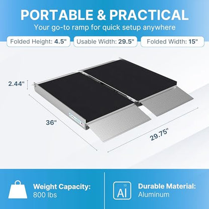 EZ-ACCESS Suitcase Singlefold Portable Wheelchair Ramp - 3 ft - size: 3 Foot (Pack of 1), style: Applied Surface