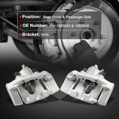 cciyu Rear Left & Right Disc Brake Calipers With Bracket 18B5049 18B5048 - size: Rear[18B5049+18B5048]