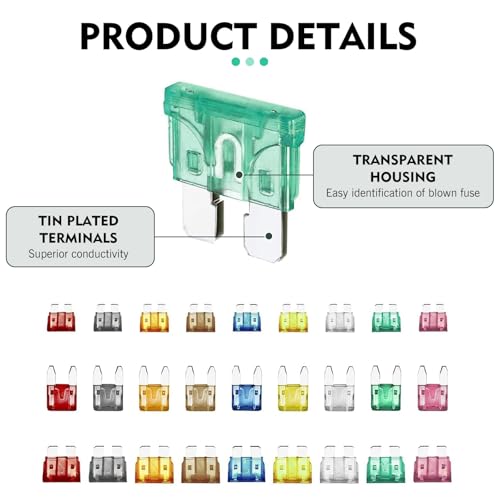 WZP 306PCS Car Fuse Assortment Kit, Mixed Vehicle Blade Fuses, Standard & Mini & Low Profile Mini Fuse 2A 5A 7.5A 10A 15A 20A 25A 30A 35A with Fuse Tester & Puller, Replacement for RV Camper Truck